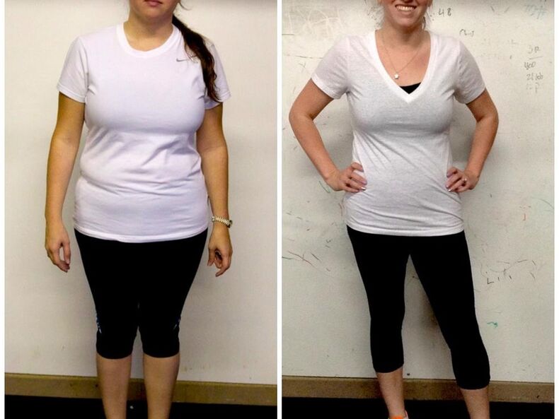 Girl before and after adopting Dukan diet to lose weight