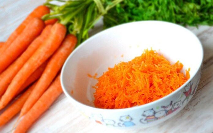 Grated carrots for breakfast in a Japanese diet